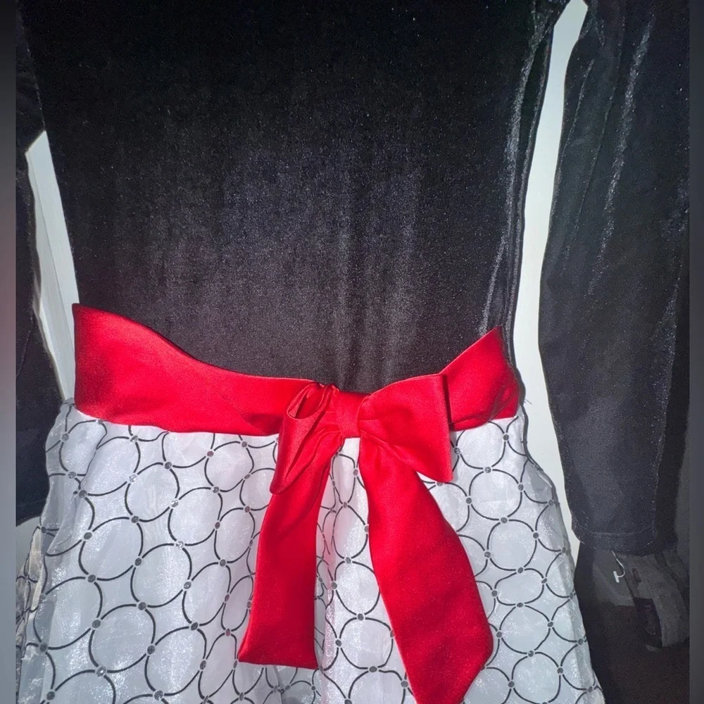 Bonnie Jean Black and White Dance Costume with Red Accent